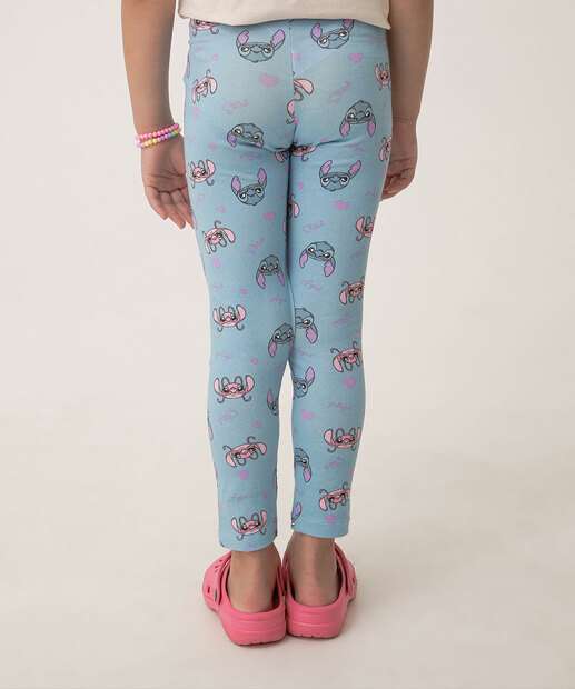 Calça Infantil Legging Angel E Stitch Tam 4 a 10 Azul