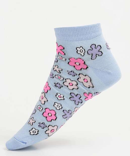 Kit 3 Pares Meias Soquete Feminina Estampadas Marisa