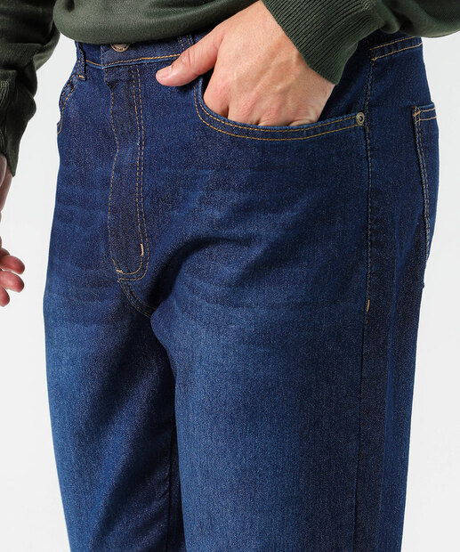 Calça Masculina Jeans Skinny Bolsos Azul Escuro