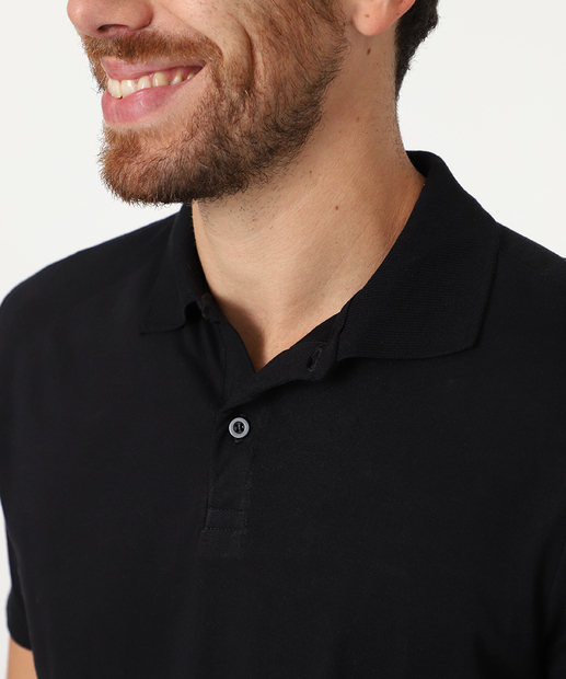 Polo Masculina Manga Curta Básica MR Preto