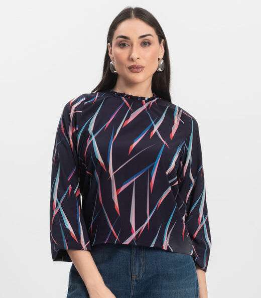 Blusa Manga Longa Infinita Cor Azul