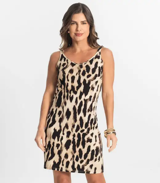 Vestido Estampado Rovitex Marrom