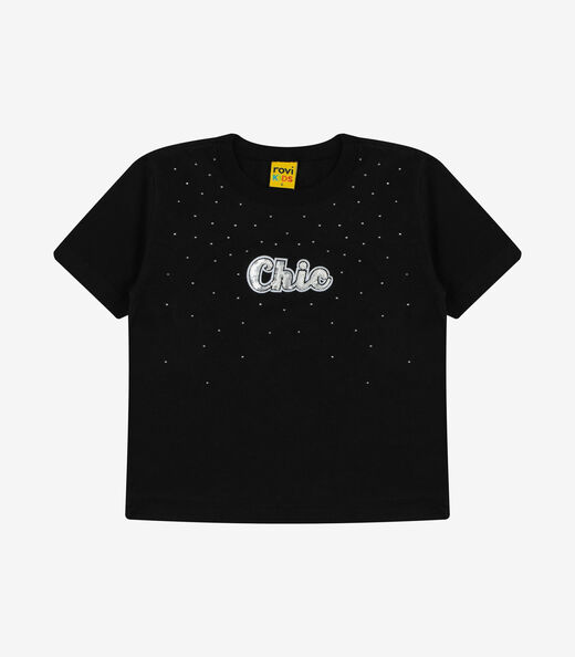 T-Shirt Feminina Meia Malha Rovi Kids Preto