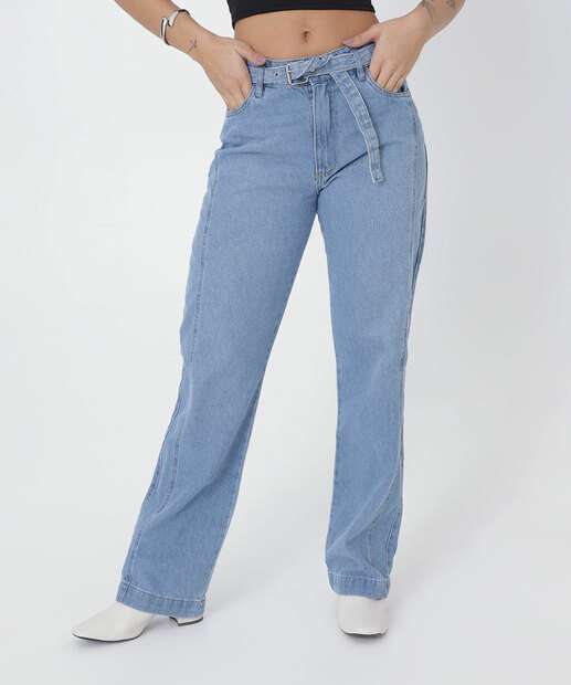 Calça Jeans Reta Feminina Cinto