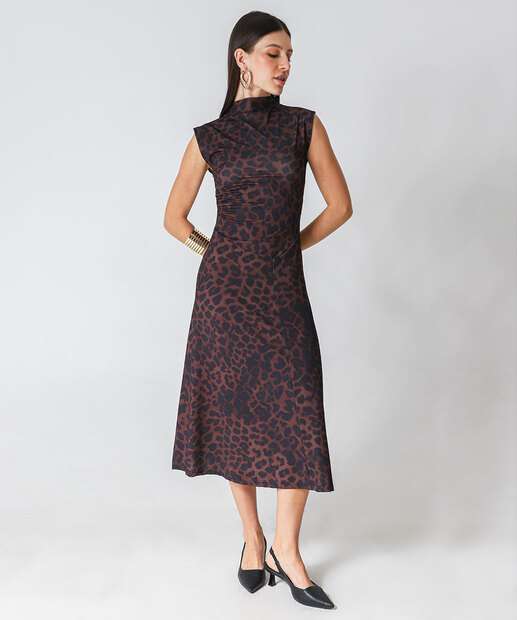 Image_Vestido Midi Feminino Animal Print Marisa Marrom