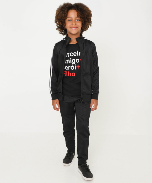 Camiseta Infantil Dia dos Pais Manga Curta MR Tam 4 a 10 Preto