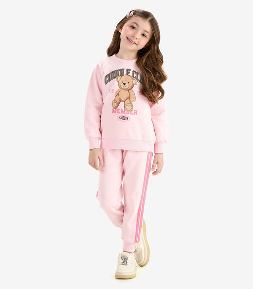 Conjunto Blusão com Legging Moletom Rovi Kids Rosa
