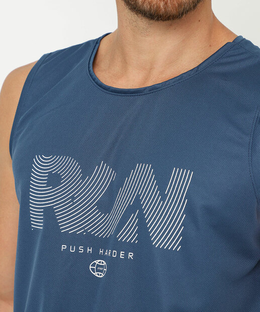 Regata Masculina Fitness Estampada MR Azul
