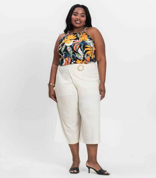 Blusa de Alça Plus Size Infinita Cor Azul