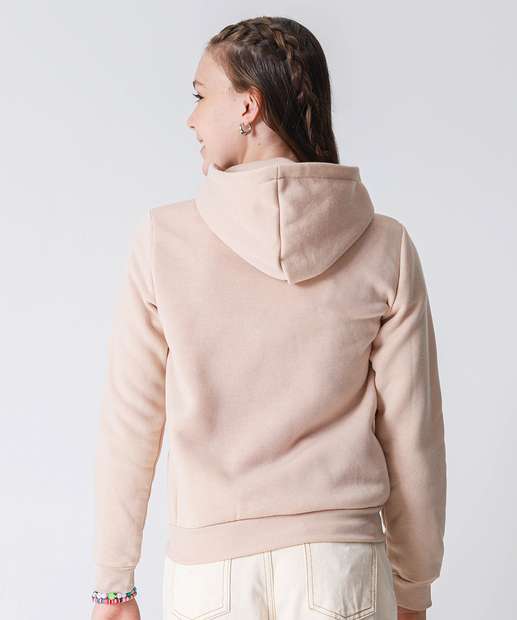 Casaco Juvenil Moletom Flanelado Marisa Tam 10 a 16 Bege