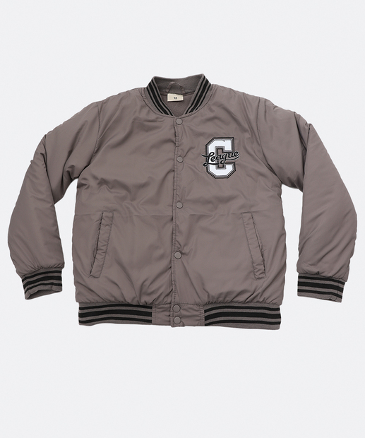 Image_Jaqueta Juvenil Bomber Estampada Zíper Marisa Tam 10 a 16 Cinza