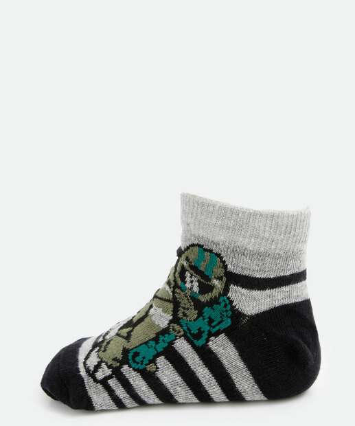 Kit 3 Pares Meias Infantil Cano Curto Estampadas