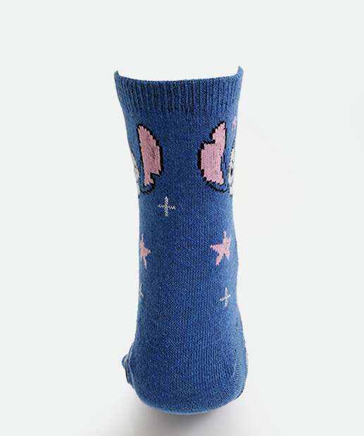 Kit 2 Meias Feminina Estampa Stitch Disney