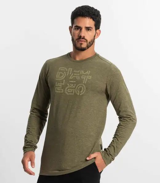 Camiseta Masculina Manga Longa Diametro Verde