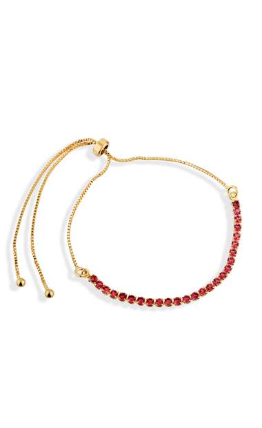 Image_Pulseira Semijoia Riviera Com Zircônias Fúscia Banhada A Ouro 18k