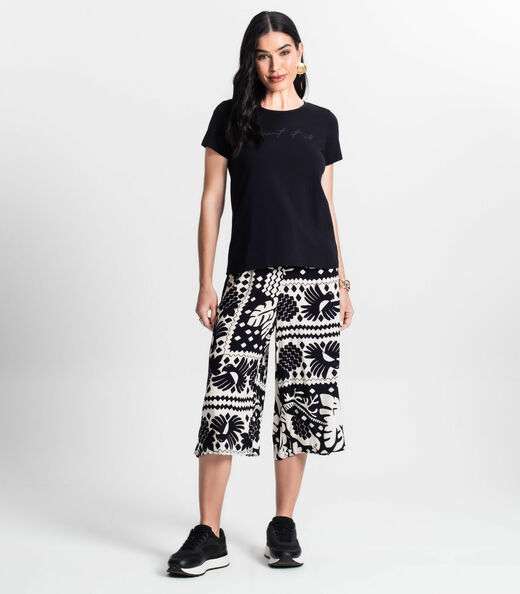 Blusa Feminina Manga Curta Preto