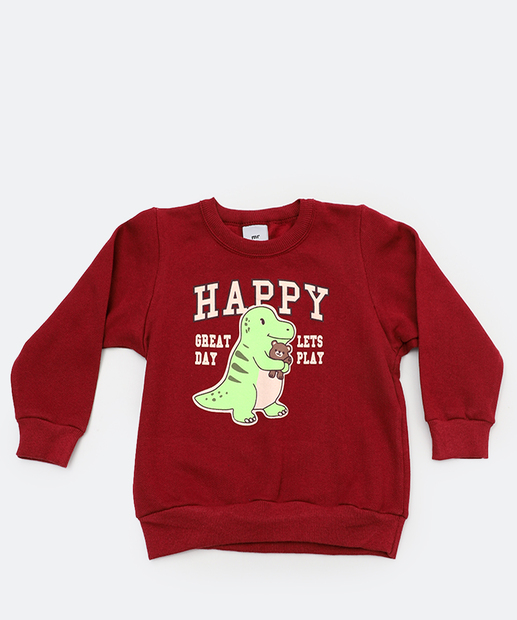 Conjunto Infantil Moletinho Dinossauro MR Tam 1 a 3 Vinho