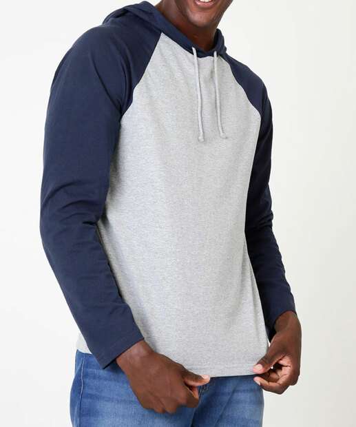 Camiseta Masculina Recorte Capuz Manga Longa Flamê MR  