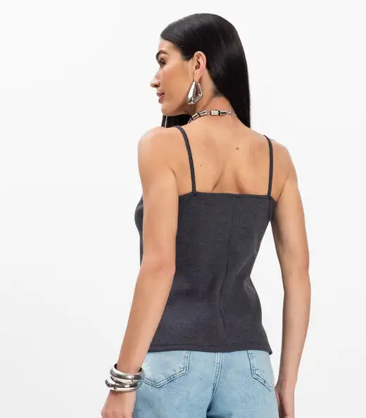 Blusa de Alça Infinita Cor Cinza