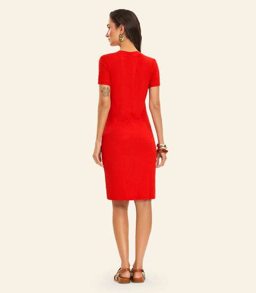 Vestido Feminino Em Ribana Canelada Rovitex Laranja