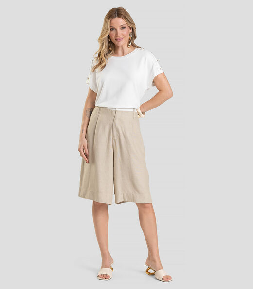 Blusa Feminina Com Botões Dianna Bege