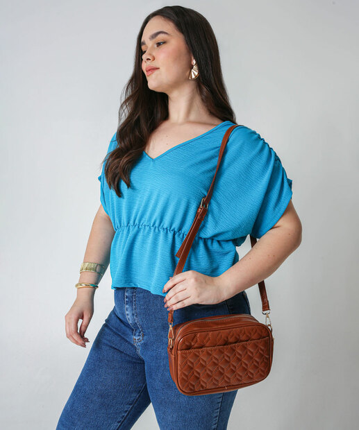Bolsa Transversal Feminina Matelassê Marisa Marrom