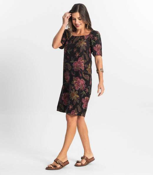 Vestido Feminino Estampado Select Preto