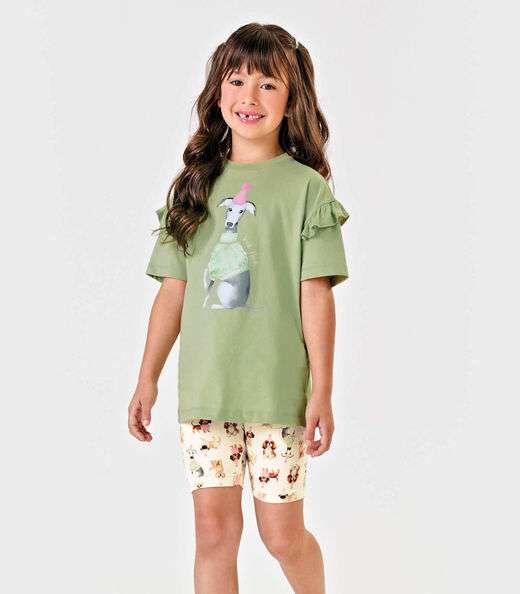 Conjunto Infantil Blusa Com Bermuda Trick Nick Verde