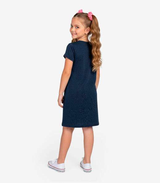 Vestido Feminino Infantil em Molecotton Select Azul