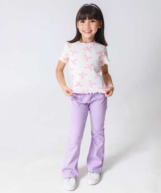 Blusa Infantil Canelada Laços Marisa Tam 4 a 10 Off White