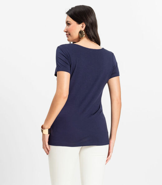 Blusa Feminina Viscotorcion Básica Rovitex Azul