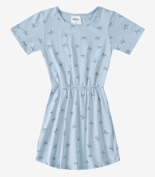 Vestido Curto Infantil Estampado Select Azul