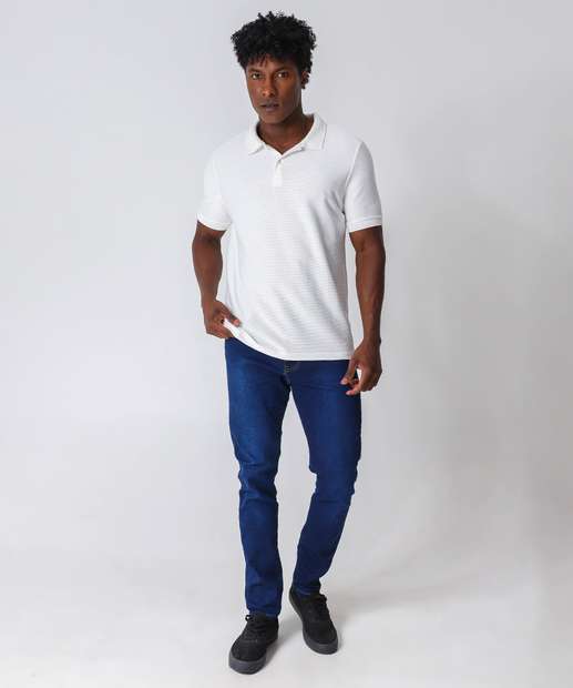 Polo Masculina Textura Marisa Off White