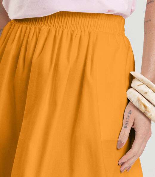 Saia Midi Feminina em Sarja Dianna Amarelo