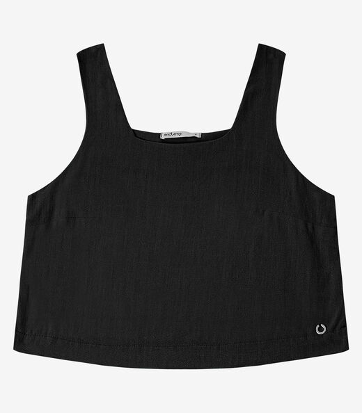 Regata Cropped Feminino Em Linho Endless Preto