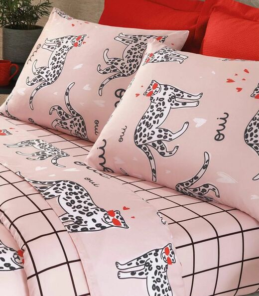 Jogo Capa De Edredom Casal 3 Peças Lar E Lazer Rosa