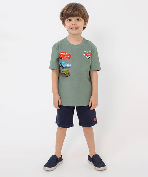 Camiseta Infantil Carros Disney Tam 4 a 10 Verde 
