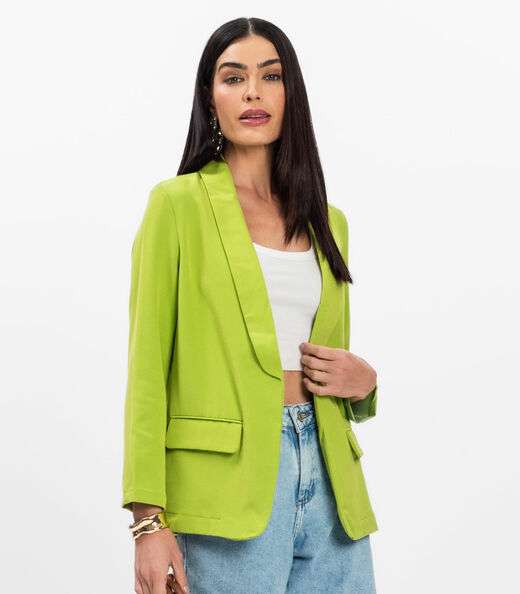 Blazer Feminino Elegante Em Alfaiataria Aishty Verde