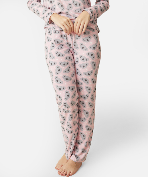 Pijama Feminino Estampa Coala Manga Longa Marisa