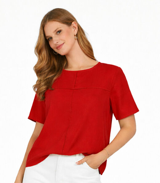 Image_Blusa Feminina Com Recortes Frontais Infinita Cor Laranja