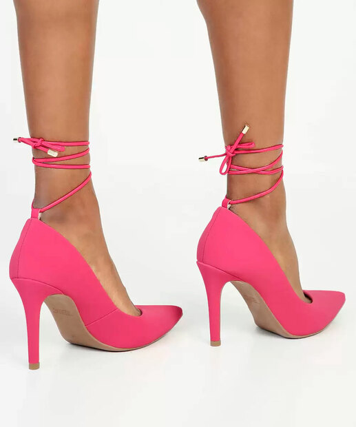Scarpin Feminino Nobuck Amarração Salto Fino Bebecê 