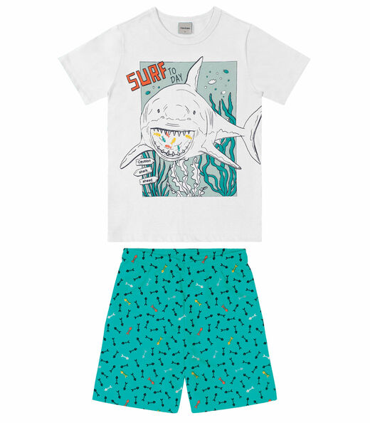 Conjunto Infantil Masculino Tubarão Rovitex Branco