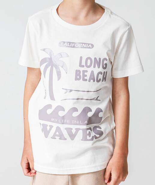 Camiseta Infantil Coqueiro Marisa Tam 4 a 10 Off White