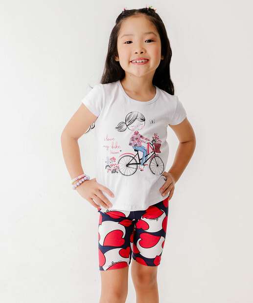 Conjunto Infantil Estampa Boneca e Corações Marisa Tam 4 a 10