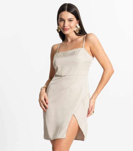 Vestido Feminino Curto Alcinha Com Fenda Style Box Rosa