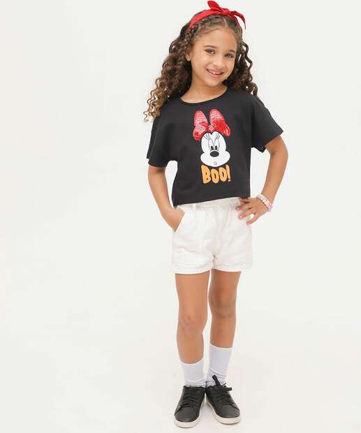 Blusa Infantil Manga Curta Minnie Disney Tam 4 a 10