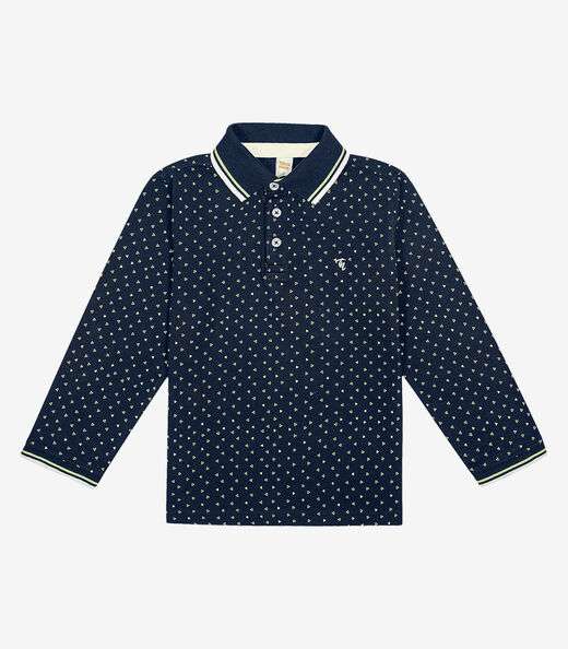 Camisa Polo Infantil Manga Longa Trick Nick Azul