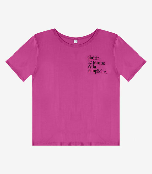 Blusa Feminina Manga Curta Infinita Cor Rosa