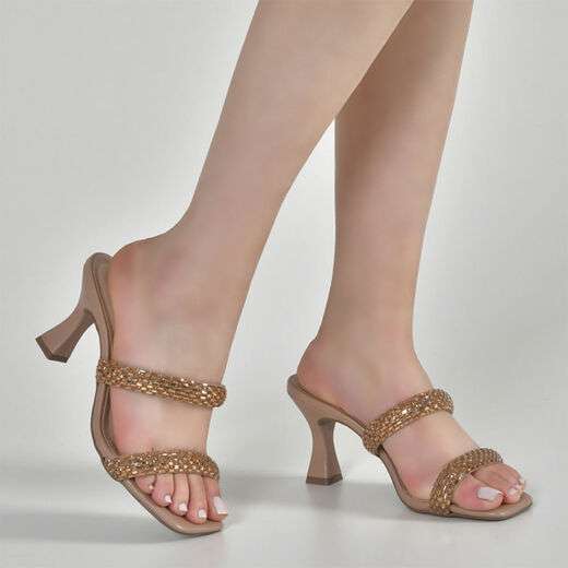 Tamanco Via Marte Salto Alto Strass