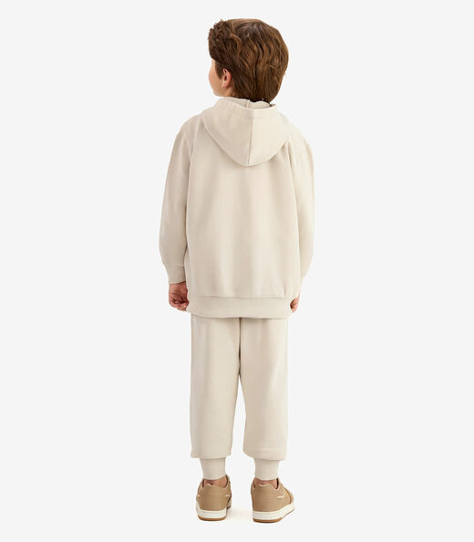 Conjunto Jaqueta Capuz e Calça Moletom Rovi Kids Bege
